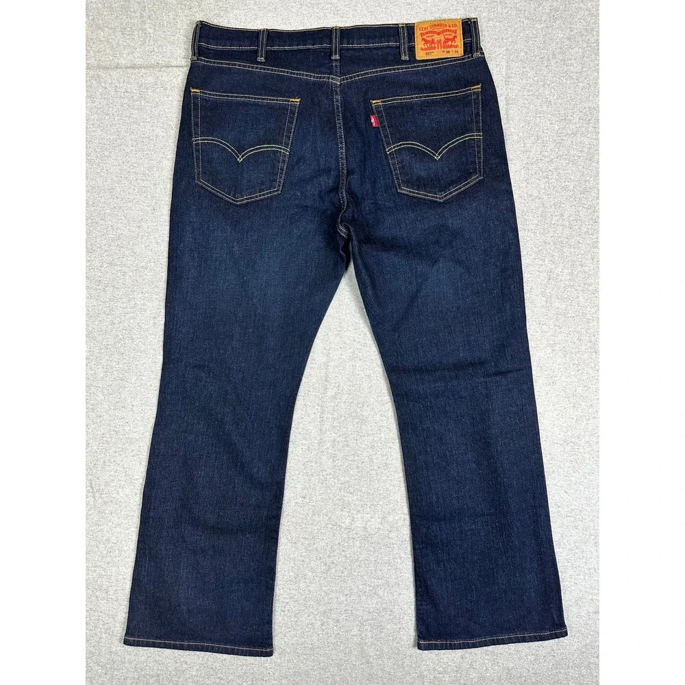 Levis 527 Slim Bootcut Jeans Mens 38x30 Blue Dark Wash Denim